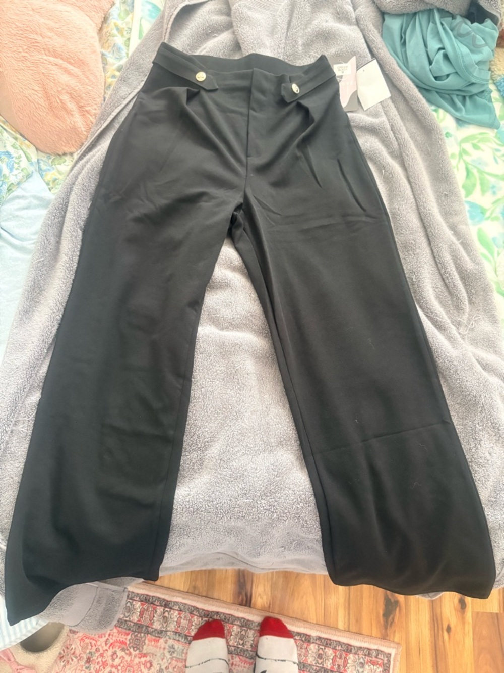 Classic Wide-Leg Black Dress Pants